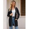 imageGRACE KARIN Womens Long Cardigan Sweater Open Front Classic Knitted Lightweight Sweater Coat with PocketsBlack