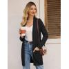 imageGRACE KARIN Womens Long Cardigan Sweater Open Front Classic Knitted Lightweight Sweater Coat with PocketsBlack