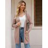 imageGRACE KARIN Womens Long Cardigan Sweater Open Front Classic Knitted Lightweight Sweater Coat with PocketsFawn