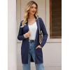 imageGRACE KARIN Womens Long Cardigan Sweater Open Front Classic Knitted Lightweight Sweater Coat with PocketsNavy Blue