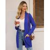 imageGRACE KARIN Womens Long Cardigan Sweater Open Front Classic Knitted Lightweight Sweater Coat with PocketsRoyal Blue
