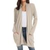 imageGRACE KARIN Womens Long Cardigan Sweater Open Front Classic Knitted Lightweight Sweater Coat with PocketsA Tan