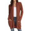 imageGRACE KARIN Womens Long Cardigan Sweater Open Front Classic Knitted Lightweight Sweater Coat with PocketsCaramel