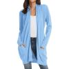 imageGRACE KARIN Womens Long Cardigan Sweater Open Front Classic Knitted Lightweight Sweater Coat with PocketsLight Blue