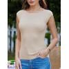imageGRACE KARIN Women Short Cap Sleeve Sweater Tops Boat Neck Lightweight Slim Fit Pullover Sweater Dressy Casual Tank TopsBeige