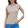 imageGRACE KARIN Women Short Cap Sleeve Sweater Tops Boat Neck Lightweight Slim Fit Pullover Sweater Dressy Casual Tank TopsBeige