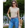 imageGRACE KARIN Women Short Cap Sleeve Sweater Tops Boat Neck Lightweight Slim Fit Pullover Sweater Dressy Casual Tank TopsBeige