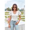 imageWomen Eyelet Tops Ruffle Sleeve Basic T Shirts Dressy Casual Summer Work Blouses White XL