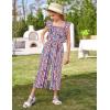 imageGRACE KARIN Girls Solid Jumpsuit Cropped Kids Flutter Sleeve Square Neck Wide Leg Rompers4th of July