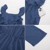 imageGRACE KARIN Girls Solid Jumpsuit Cropped Kids Flutter Sleeve Square Neck Wide Leg RompersDark Blue