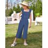 imageGRACE KARIN Girls Solid Jumpsuit Cropped Kids Flutter Sleeve Square Neck Wide Leg RompersDark Blue