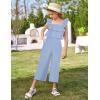 imageGRACE KARIN Girls Solid Jumpsuit Cropped Kids Flutter Sleeve Square Neck Wide Leg RompersLight Blue