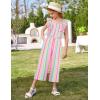 imageGRACE KARIN Girls Solid Jumpsuit Cropped Kids Flutter Sleeve Square Neck Wide Leg RompersRainbow