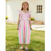 imageGRACE KARIN Girls Solid Jumpsuit Cropped Kids Flutter Sleeve Square Neck Wide Leg RompersRainbow
