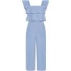 imageGRACE KARIN Girls Solid Jumpsuit Cropped Kids Flutter Sleeve Square Neck Wide Leg RompersLight Blue