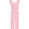 imageGRACE KARIN Girls Solid Jumpsuit Cropped Kids Flutter Sleeve Square Neck Wide Leg RompersLight Pink
