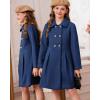 imageGRACE KARIN Girls Dress Coat Wool Peacoat with Lapel Pockets Winter Warm Long Jacket for Kids Size 614Navy Blue