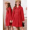imageGRACE KARIN Girls Dress Coat Wool Peacoat with Lapel Pockets Winter Warm Long Jacket for Kids Size 614Red