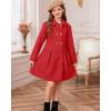 imageGRACE KARIN Girls Dress Coat Wool Peacoat with Lapel Pockets Winter Warm Long Jacket for Kids Size 614Red