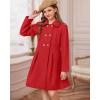 imageGRACE KARIN Girls Dress Coat Wool Peacoat with Lapel Pockets Winter Warm Long Jacket for Kids Size 614Red