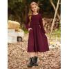 imageGRACE KARIN Girls Fall Long Sleeve Dresses Girl Casual Maxi Dress with Pockets Kids Formal Party Dress Size 614Burgundy