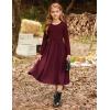 imageGRACE KARIN Girls Fall Long Sleeve Dresses Girl Casual Maxi Dress with Pockets Kids Formal Party Dress Size 614Burgundy