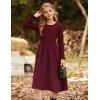 imageGRACE KARIN Girls Fall Long Sleeve Dresses Girl Casual Maxi Dress with Pockets Kids Formal Party Dress Size 614Burgundy