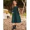 imageGRACE KARIN Girls Fall Long Sleeve Dresses Girl Casual Maxi Dress with Pockets Kids Formal Party Dress Size 614Emerald Green