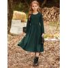 imageGRACE KARIN Girls Fall Long Sleeve Dresses Girl Casual Maxi Dress with Pockets Kids Formal Party Dress Size 614Emerald Green
