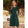 imageGRACE KARIN Girls Fall Long Sleeve Dresses Girl Casual Maxi Dress with Pockets Kids Formal Party Dress Size 614Emerald Green