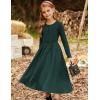 imageGRACE KARIN Girls Fall Long Sleeve Dresses Girl Casual Maxi Dress with Pockets Kids Formal Party Dress Size 614Emerald Green