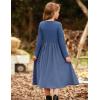 imageGRACE KARIN Girls Fall Long Sleeve Dresses Girl Casual Maxi Dress with Pockets Kids Formal Party Dress Size 614Navy Blue