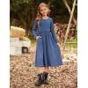 imageGRACE KARIN Girls Fall Long Sleeve Dresses Girl Casual Maxi Dress with Pockets Kids Formal Party Dress Size 614Navy Blue