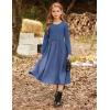 imageGRACE KARIN Girls Fall Long Sleeve Dresses Girl Casual Maxi Dress with Pockets Kids Formal Party Dress Size 614Navy Blue