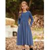 imageGRACE KARIN Girls Fall Long Sleeve Dresses Girl Casual Maxi Dress with Pockets Kids Formal Party Dress Size 614Navy Blue