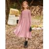 imageGRACE KARIN Girls Fall Long Sleeve Dresses Girl Casual Maxi Dress with Pockets Kids Formal Party Dress Size 614Pink