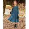 imageGRACE KARIN Girls Fall Long Sleeve Dresses Girl Casual Maxi Dress with Pockets Kids Formal Party Dress Size 614Teal