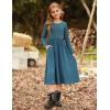 imageGRACE KARIN Girls Fall Long Sleeve Dresses Girl Casual Maxi Dress with Pockets Kids Formal Party Dress Size 614Teal