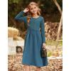 imageGRACE KARIN Girls Fall Long Sleeve Dresses Girl Casual Maxi Dress with Pockets Kids Formal Party Dress Size 614Teal