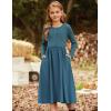 imageGRACE KARIN Girls Fall Long Sleeve Dresses Girl Casual Maxi Dress with Pockets Kids Formal Party Dress Size 614Teal