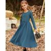 imageGRACE KARIN Girls Fall Long Sleeve Dresses Girl Casual Maxi Dress with Pockets Kids Formal Party Dress Size 614Teal