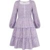 imageGRACE KARIN Girls Fall Long Sleeve Floral Square Neck Smock Tiered Casual Holiday Teen Dress Size 514Purple Yellow Floral
