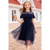 imageGRACE KARIN Girls Wedding Party Formal Dress Junior Bridemaid Dresses for Teens Tulle High Low Dress Size 714Navy Blue