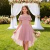imageGRACE KARIN Girls Wedding Party Formal Dress Junior Bridemaid Dresses for Teens Tulle High Low Dress Size 714Pink