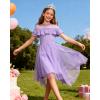 imageGRACE KARIN Girls Wedding Party Formal Dress Junior Bridemaid Dresses for Teens Tulle High Low Dress Size 714Purple