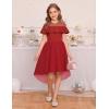 imageGRACE KARIN Girls Wedding Party Formal Dress Junior Bridemaid Dresses for Teens Tulle High Low Dress Size 714Red