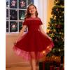 imageGRACE KARIN Girls Wedding Party Formal Dress Junior Bridemaid Dresses for Teens Tulle High Low Dress Size 714Red