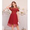 imageGRACE KARIN Girls Wedding Party Formal Dress Junior Bridemaid Dresses for Teens Tulle High Low Dress Size 714Red