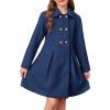 imageGRACE KARIN Girls Dress Coat Wool Peacoat with Lapel Pockets Winter Warm Long Jacket for Kids Size 614Navy Blue