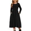 imageGRACE KARIN Girls Fall Long Sleeve Dresses Girl Casual Maxi Dress with Pockets Kids Formal Party Dress Size 614Black